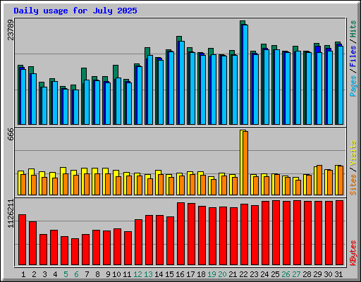 Daily usage for July 2025