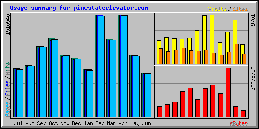Usage summary for pinestateelevator.com